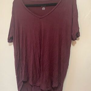 Women's V-Neck Burgundy Top